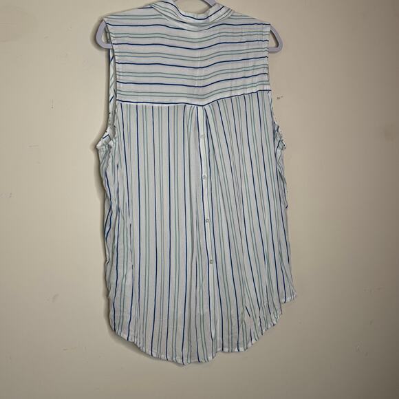 Market & Spruce Sleeveless Button-Up Collared Blouse Multicolor Striped NWT XL - Picture 5 of 9